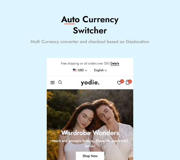 Yodie Multipurpose Shopify Free Theme Demo Animation 2