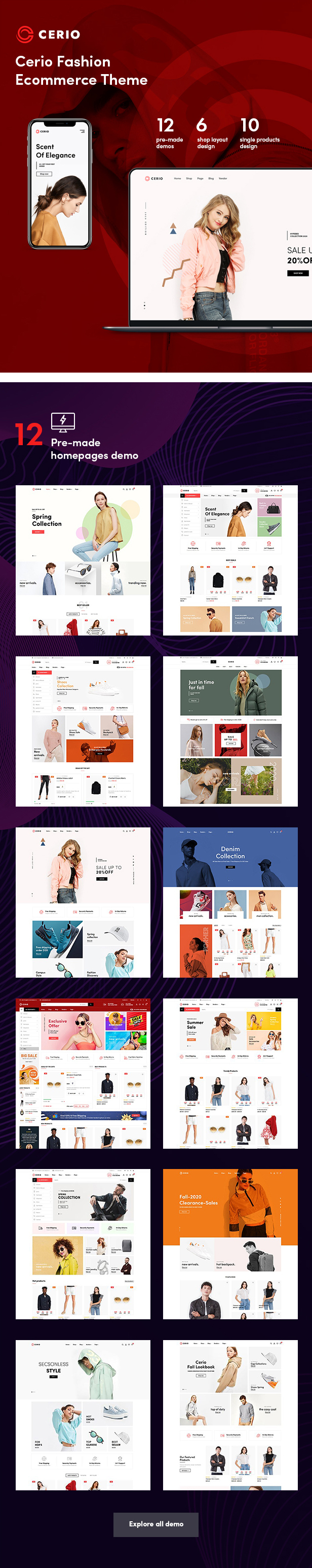 Cerio Fashion WooCommerce WordPress Free Theme Preview